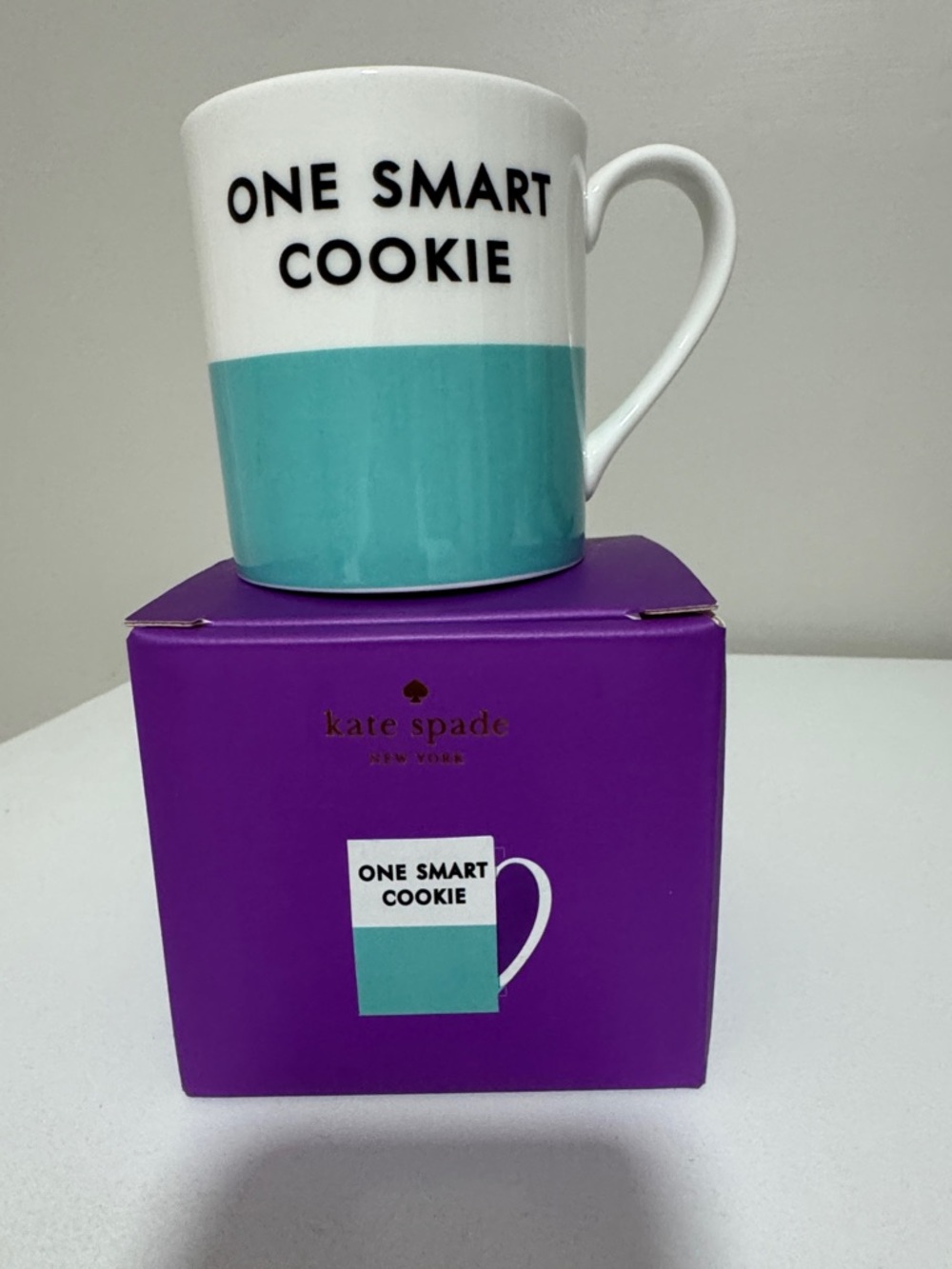 kate spade White and Teal "One Smart Cookie" Mug